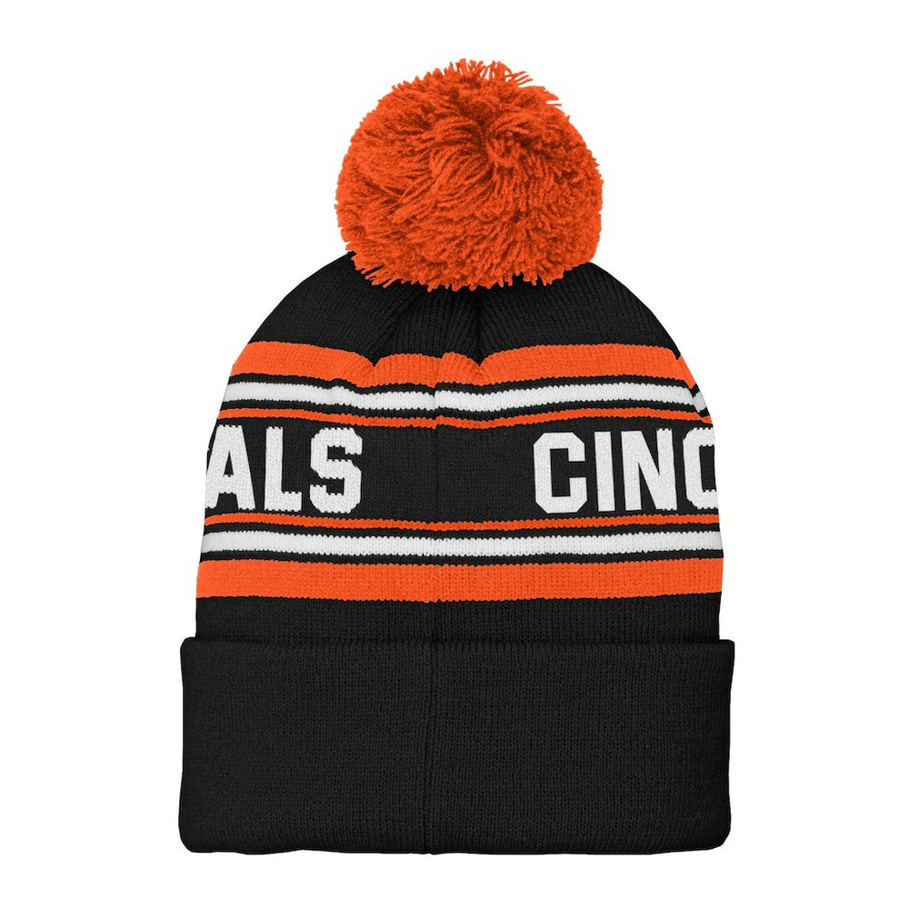 Cincinnati Bengals Preschool Jacquard Cuffed Knit Hat with Pom Black | NFL