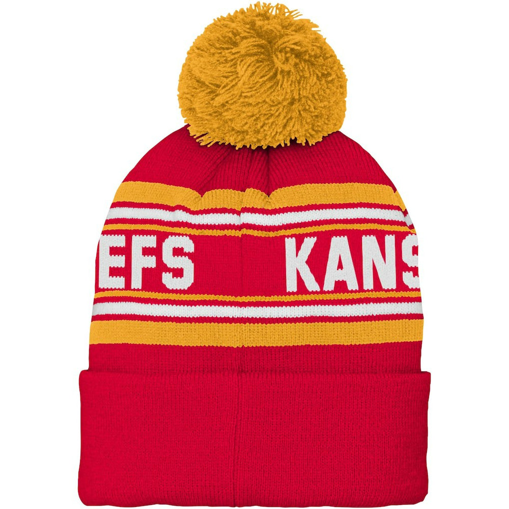 Kansas City Chiefs Preschool Jacquard Cuffed Knit Hat with Pom Red | NFL