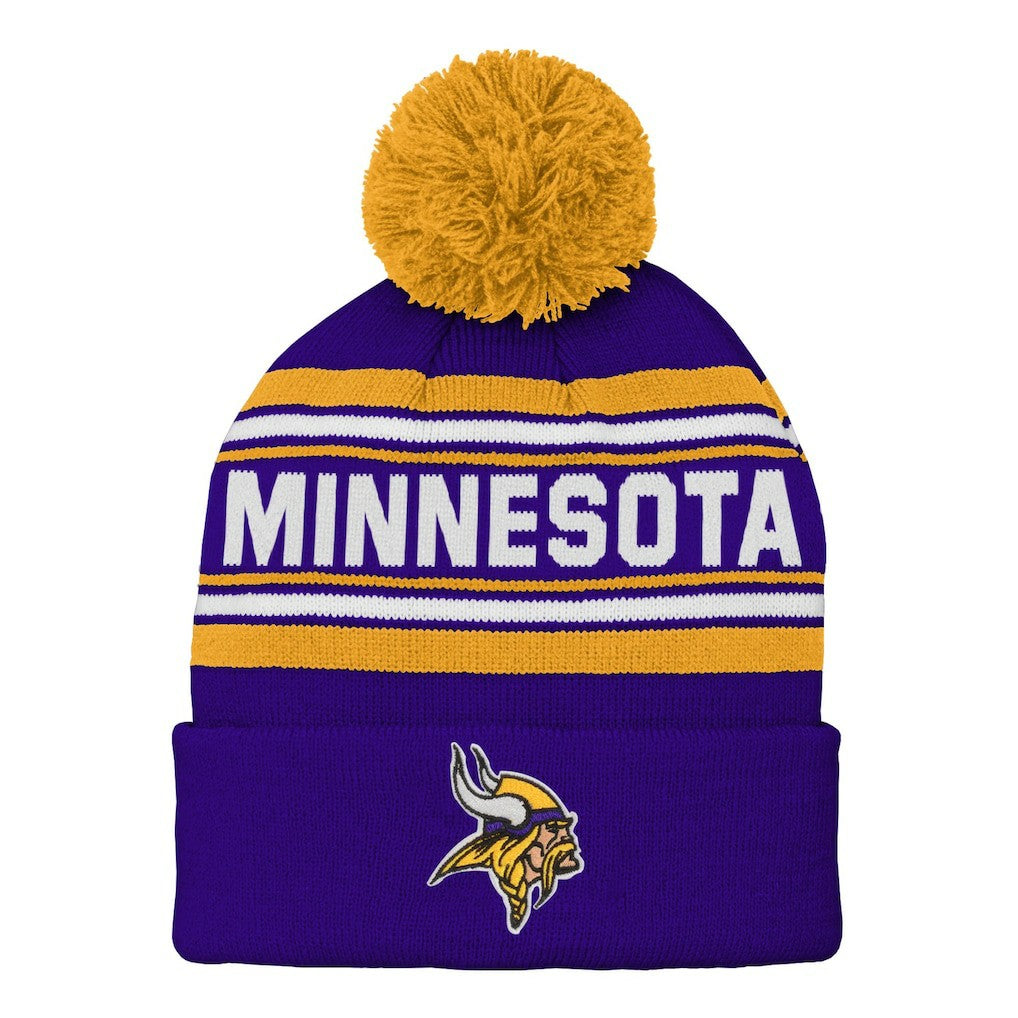 Minnesota Vikings Preschool Jacquard Cuffed Knit Hat with Pom Purple | NFL