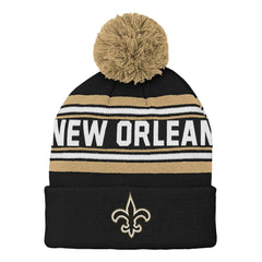 New Orleans Saints Preschool Jacquard Cuffed Knit Hat with Pom Black | NFL