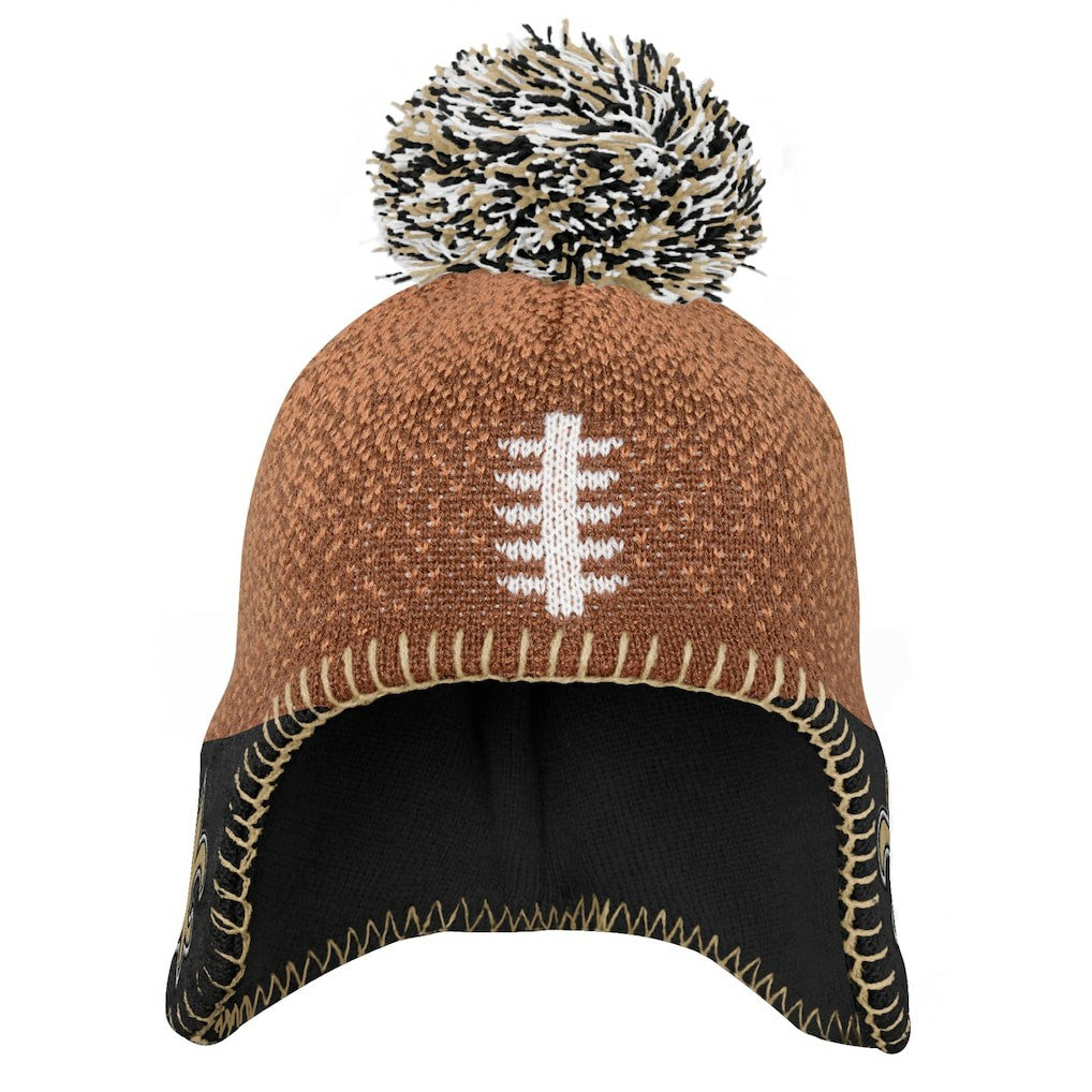 New Orleans Saints Preschool Football Head Knit Hat with Pom Brown | NFL