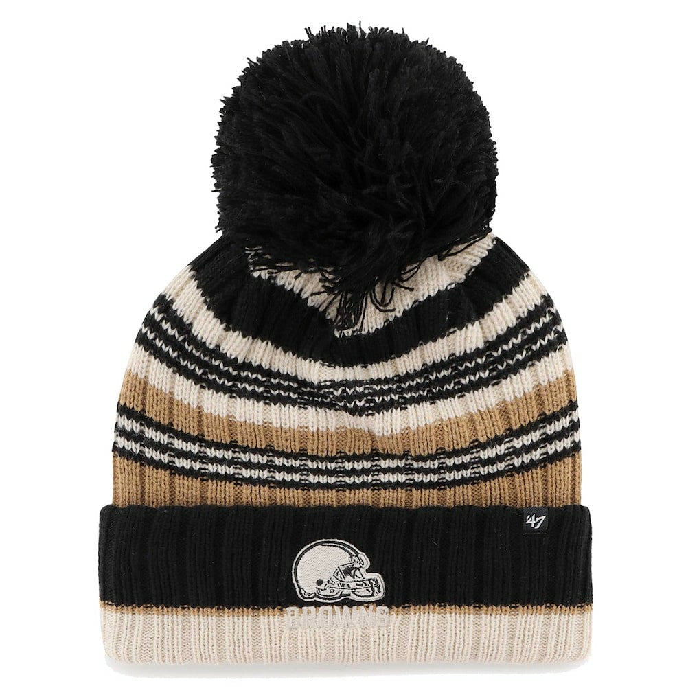 Cleveland Browns '47 Women's Barista Cuffed Knit Hat with Pom Natural | 47 brand