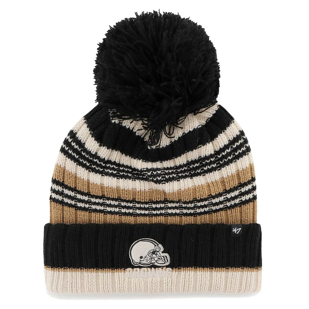 Cleveland Browns '47 Women's Barista Cuffed Knit Hat with Pom Natural | 47 brand