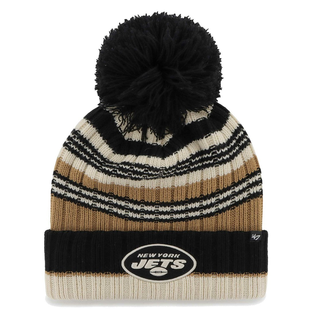 New York Jets '47 Women's Barista Cuffed Knit Hat with Pom Natural | 47 brand