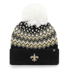 New Orleans Saints '47 Women's Elsa Cuffed Knit Hat with Pom Black | 47 brand