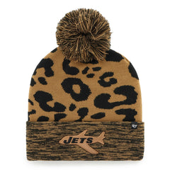 New York Jets '47 Women's Rosette Cuffed Knit Hat with Pom Brown | 47 brand