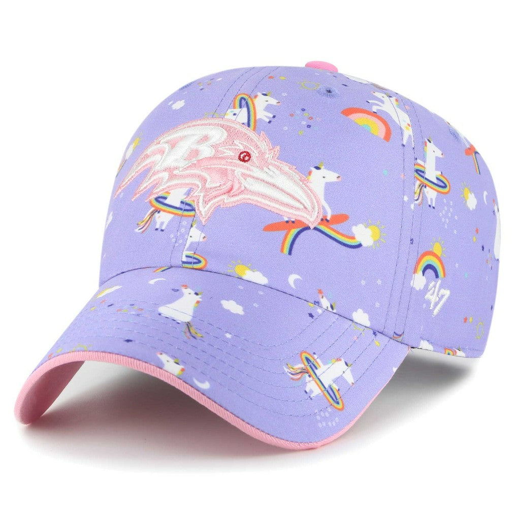 Baltimore Ravens '47 Girls Preschool Unicorn Clean Up Adjustable Hat Lavender | 47 brand
