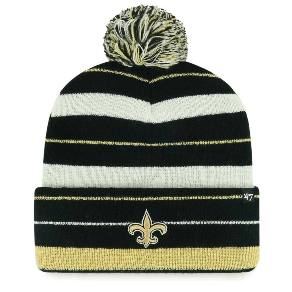 New Orleans Saints '47 Powerline Cuffed Knit Hat with Pom Black | 47 brand