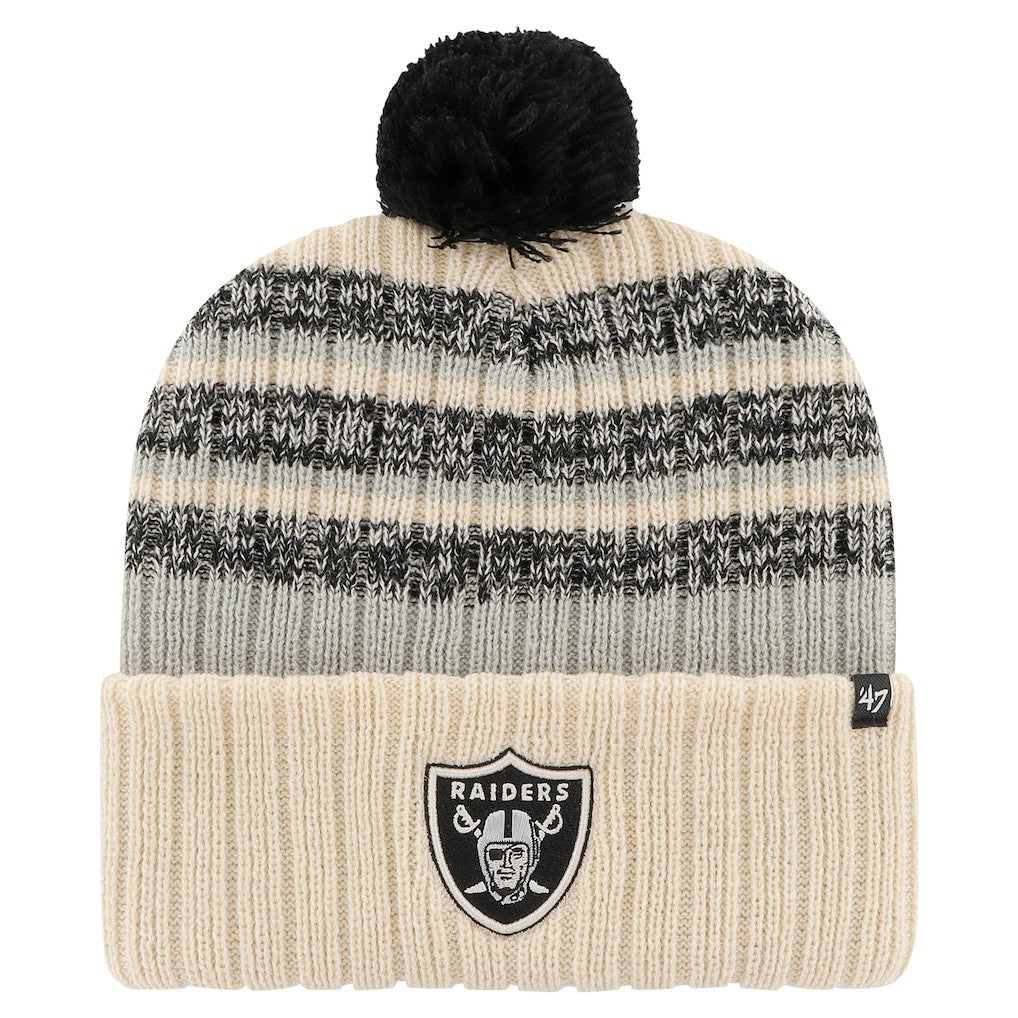 Las Vegas Raiders '47 Tavern Cuffed Knit Hat with Pom Natural | 47 brand