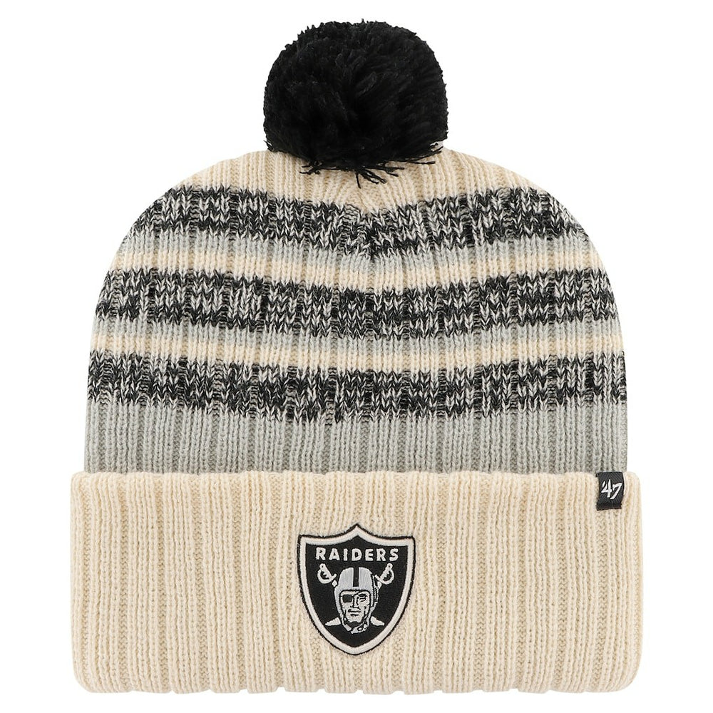 Las Vegas Raiders '47 Tavern Cuffed Knit Hat with Pom Natural | 47 brand
