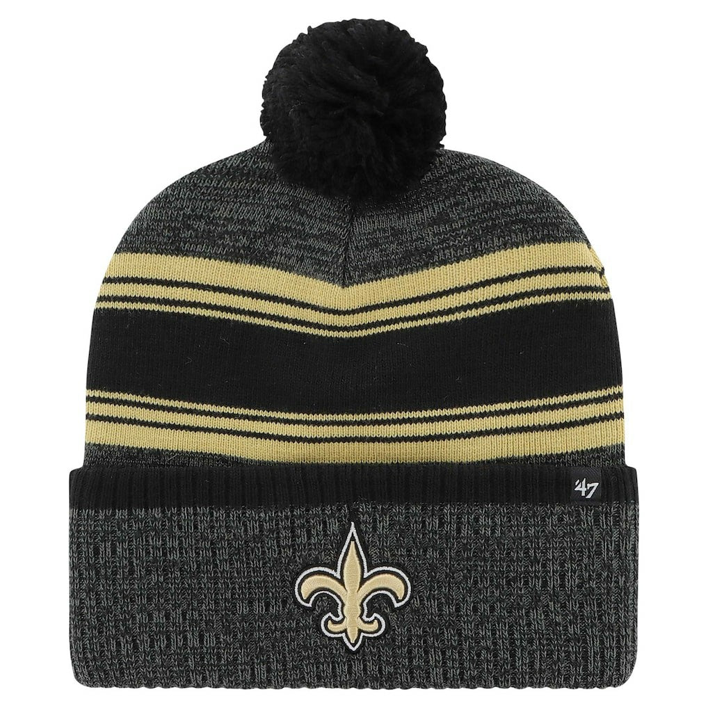 New Orleans Saints '47 Fadeout Cuffed Knit Hat with Pom Black | 47 brand