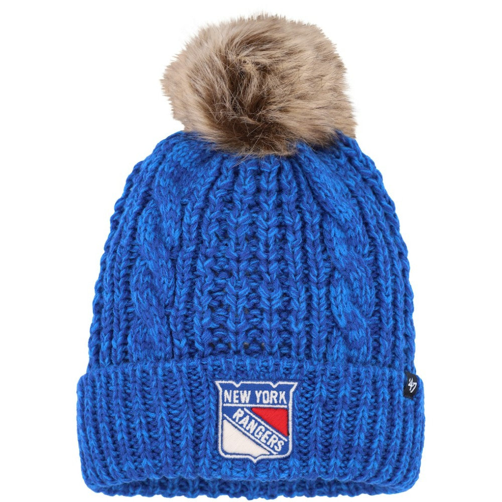 New York Rangers '47 Women's Meeko Cuffed Knit Hat with Pom - Royal - NHL