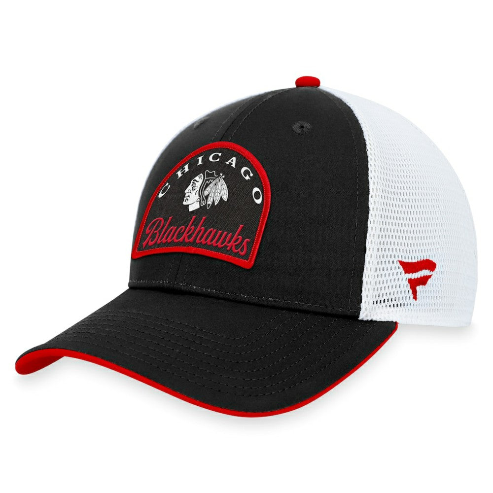 Chicago Blackhawks Fanatics Fundamental Adjustable Hat - Black/White - NHL