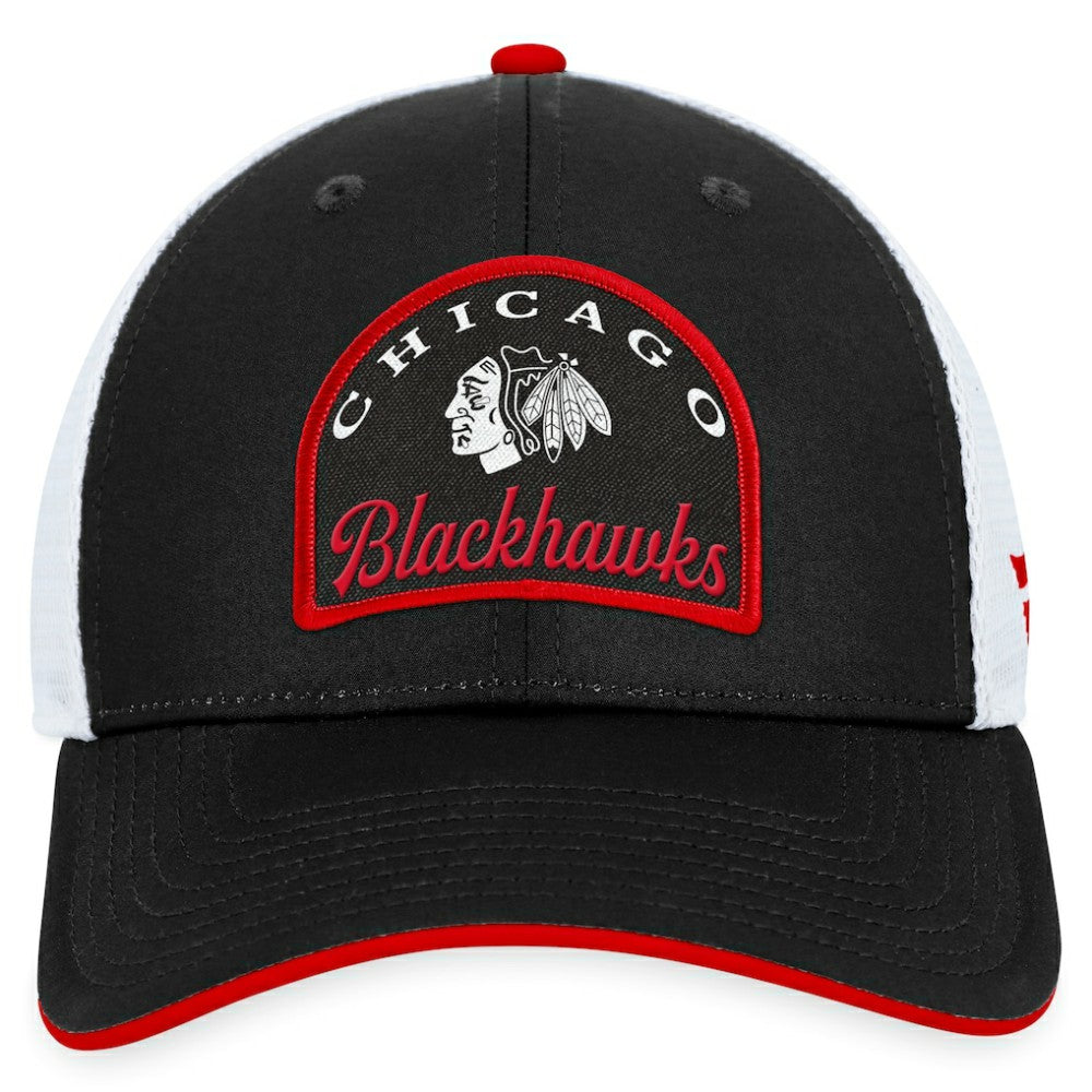 Chicago Blackhawks Fanatics Fundamental Adjustable Hat - Black/White - NHL