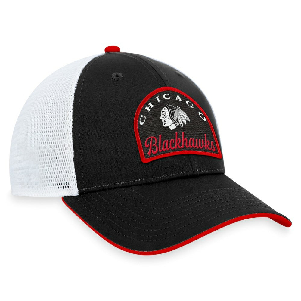 Chicago Blackhawks Fanatics Fundamental Adjustable Hat - Black/White - NHL