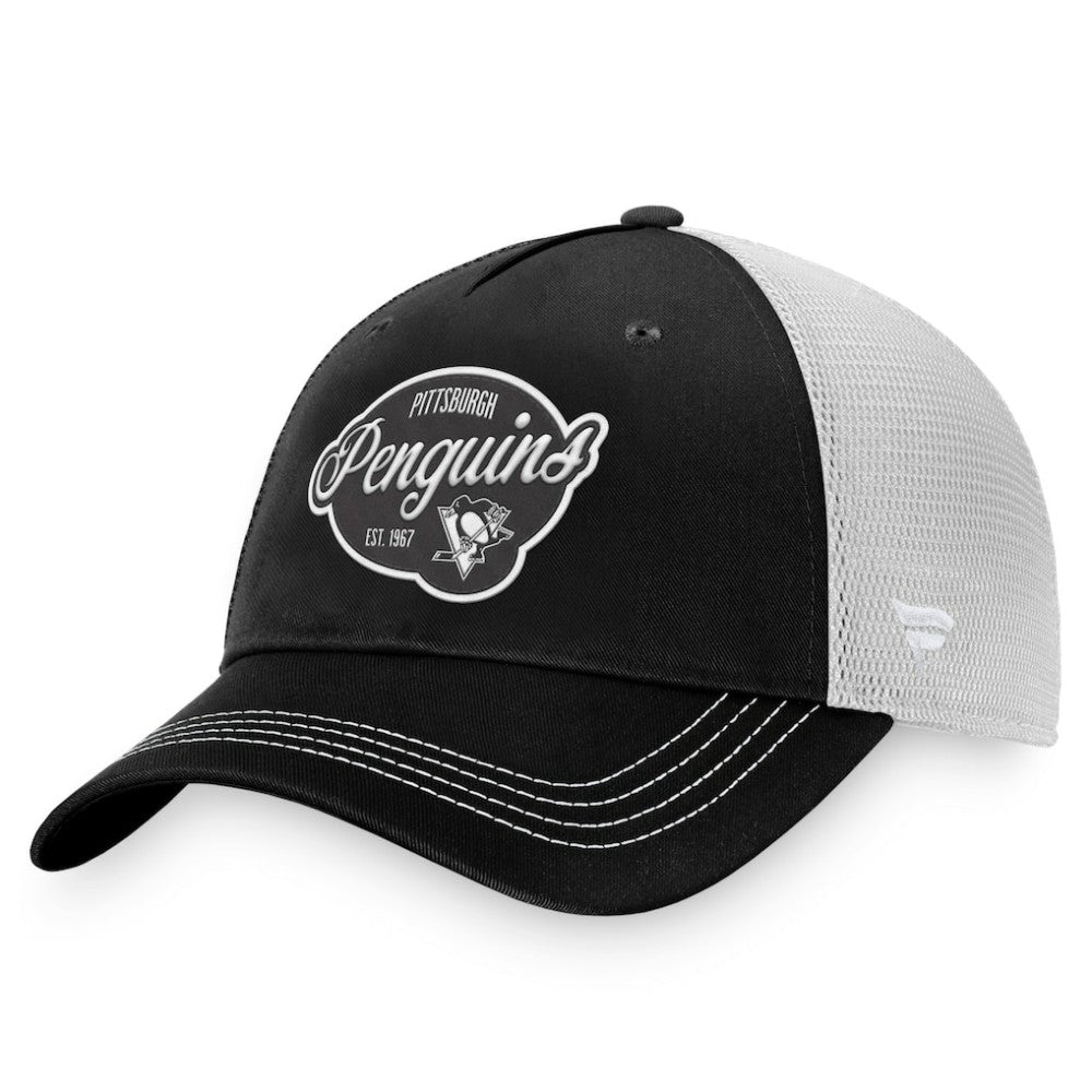 Pittsburgh Penguins Fanatics Women's Fundamental Trucker Adjustable Hat - Black/White - NHL