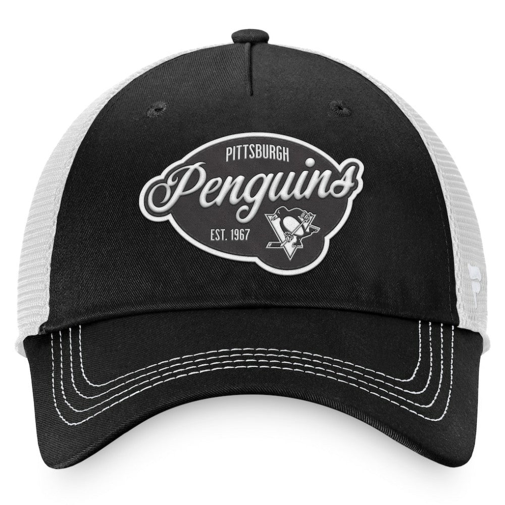 Pittsburgh Penguins Fanatics Women's Fundamental Trucker Adjustable Hat - Black/White - NHL