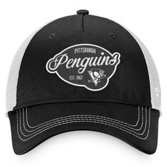 Pittsburgh Penguins Fanatics Women's Fundamental Trucker Adjustable Hat - Black/White - NHL