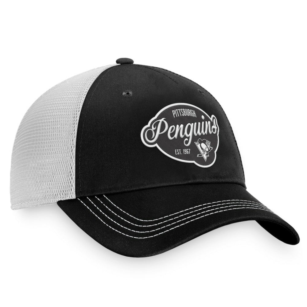 Pittsburgh Penguins Fanatics Women's Fundamental Trucker Adjustable Hat - Black/White - NHL