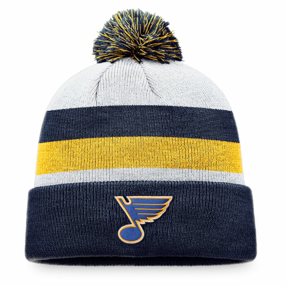 St. Louis Blues Fanatics Fundamental Cuffed Knit Hat with Pom - Navy/Gold - NHL