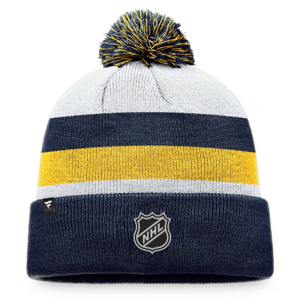 St. Louis Blues Fanatics Fundamental Cuffed Knit Hat with Pom - Navy/Gold - NHL