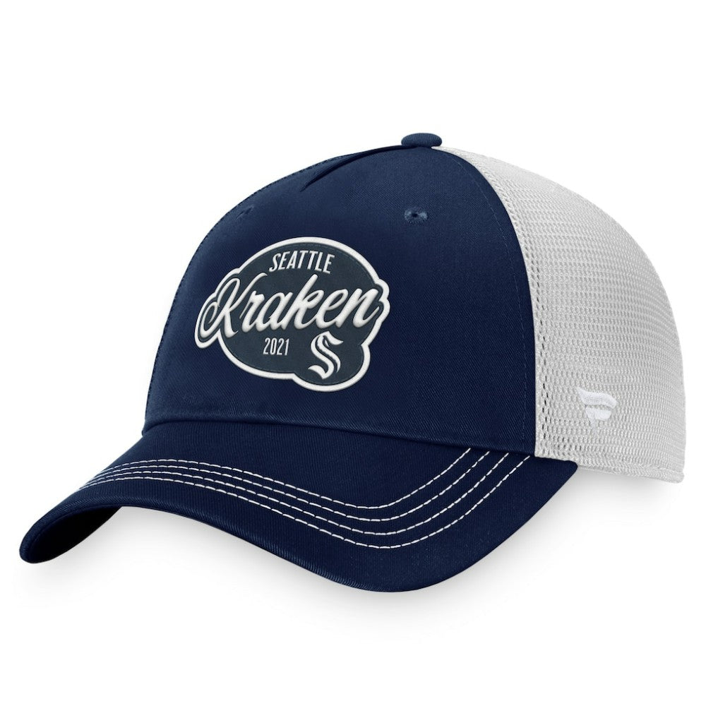 Seattle Kraken Fanatics Women's Fundamental Trucker Adjustable Hat - Deep Sea Blue/White - NHL