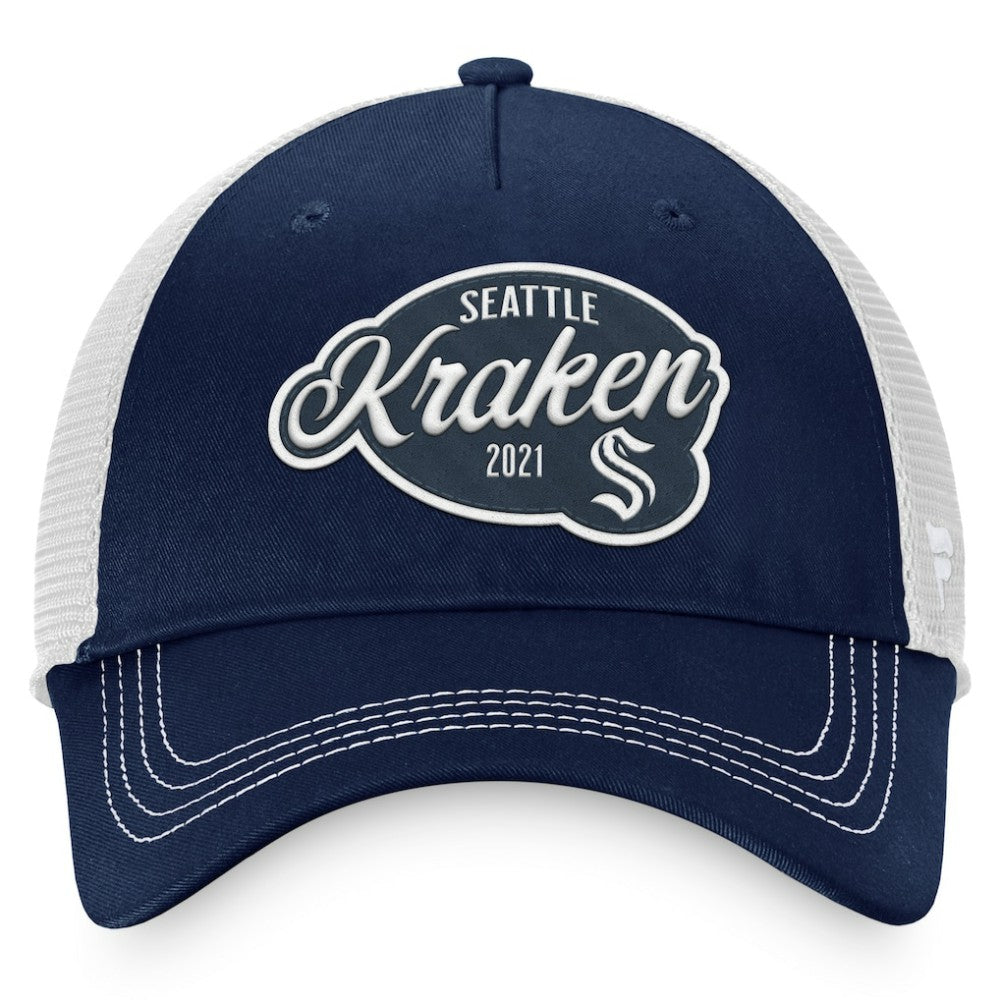 Seattle Kraken Fanatics Women's Fundamental Trucker Adjustable Hat - Deep Sea Blue/White - NHL