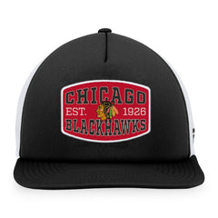 Chicago Blackhawks Fanatics Foam Front Patch Trucker Snapback Hat - Black/White - NHL