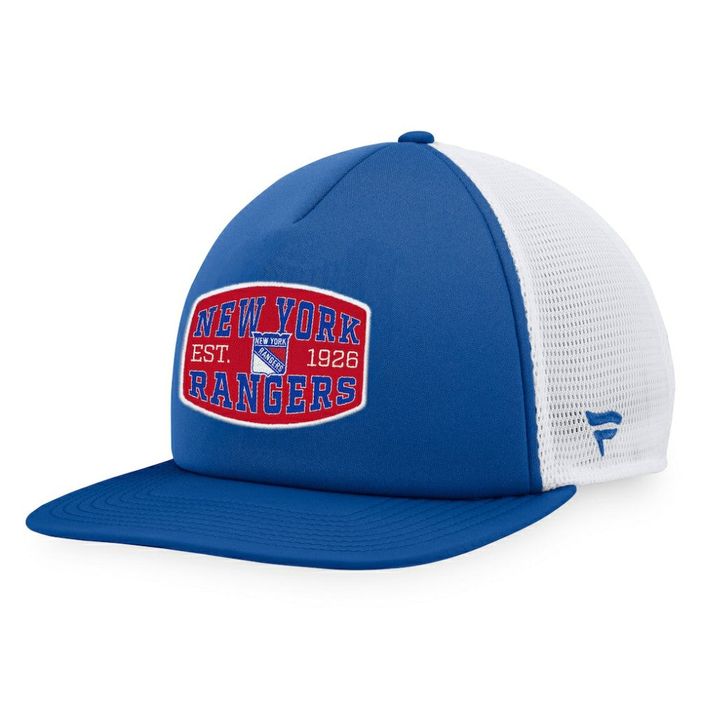 New York Rangers Fanatics Foam Front Patch Trucker Snapback Hat - Navy/White - NHL