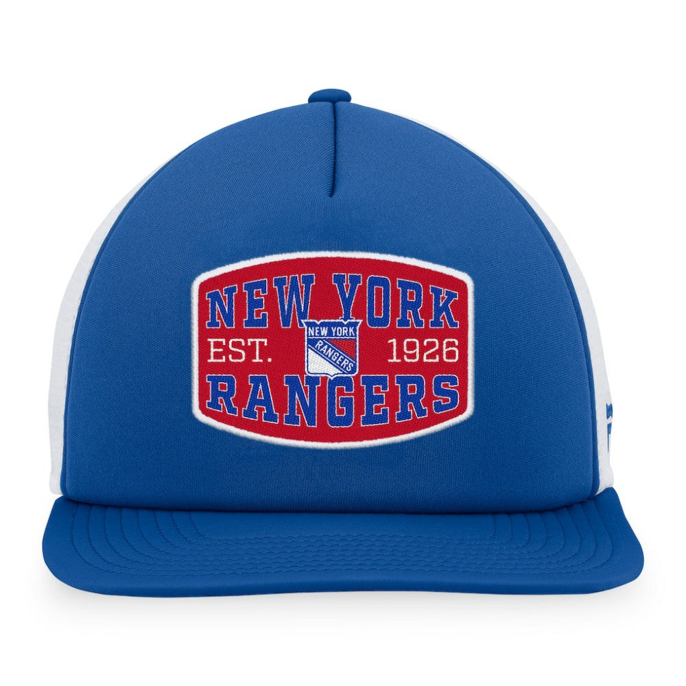 New York Rangers Fanatics Foam Front Patch Trucker Snapback Hat - Navy/White - NHL