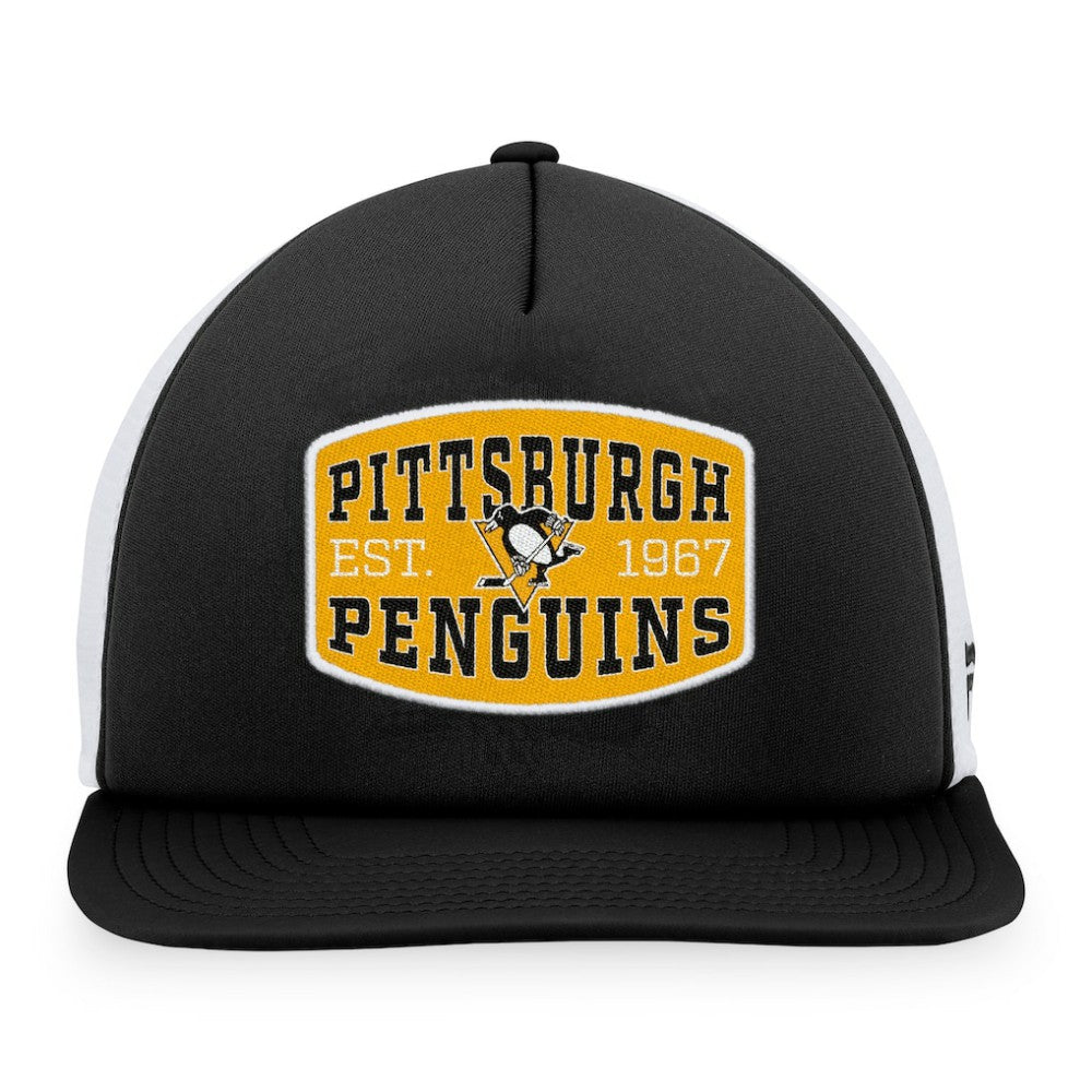Pittsburgh Penguins Fanatics Foam Front Patch Trucker Snapback Hat - Black/White - NHL