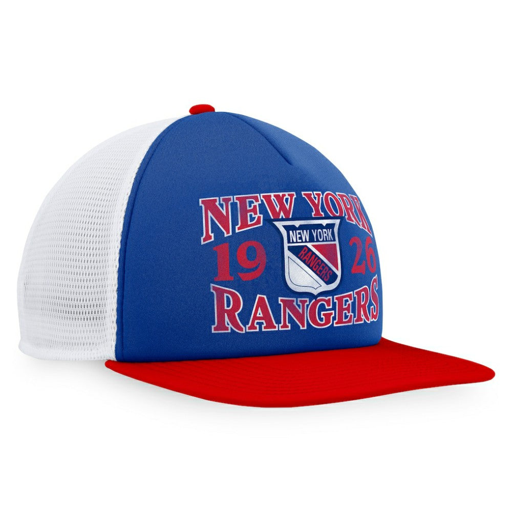 New York Rangers Fanatics Heritage Vintage Foam Front Trucker Snapback Hat - Blue/Red - NHL