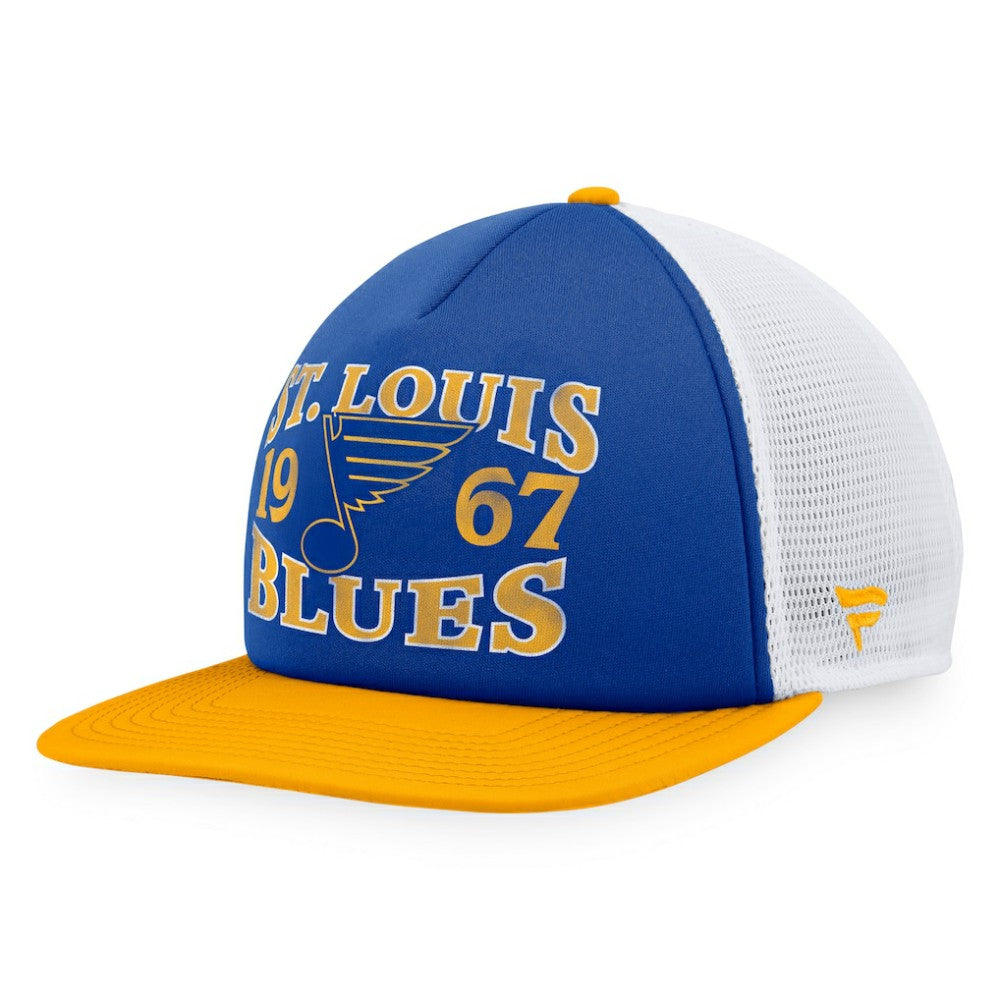 St. Louis Blues Fanatics Heritage Vintage Foam Front Trucker Snapback Hat - Blue/Gold - NHL
