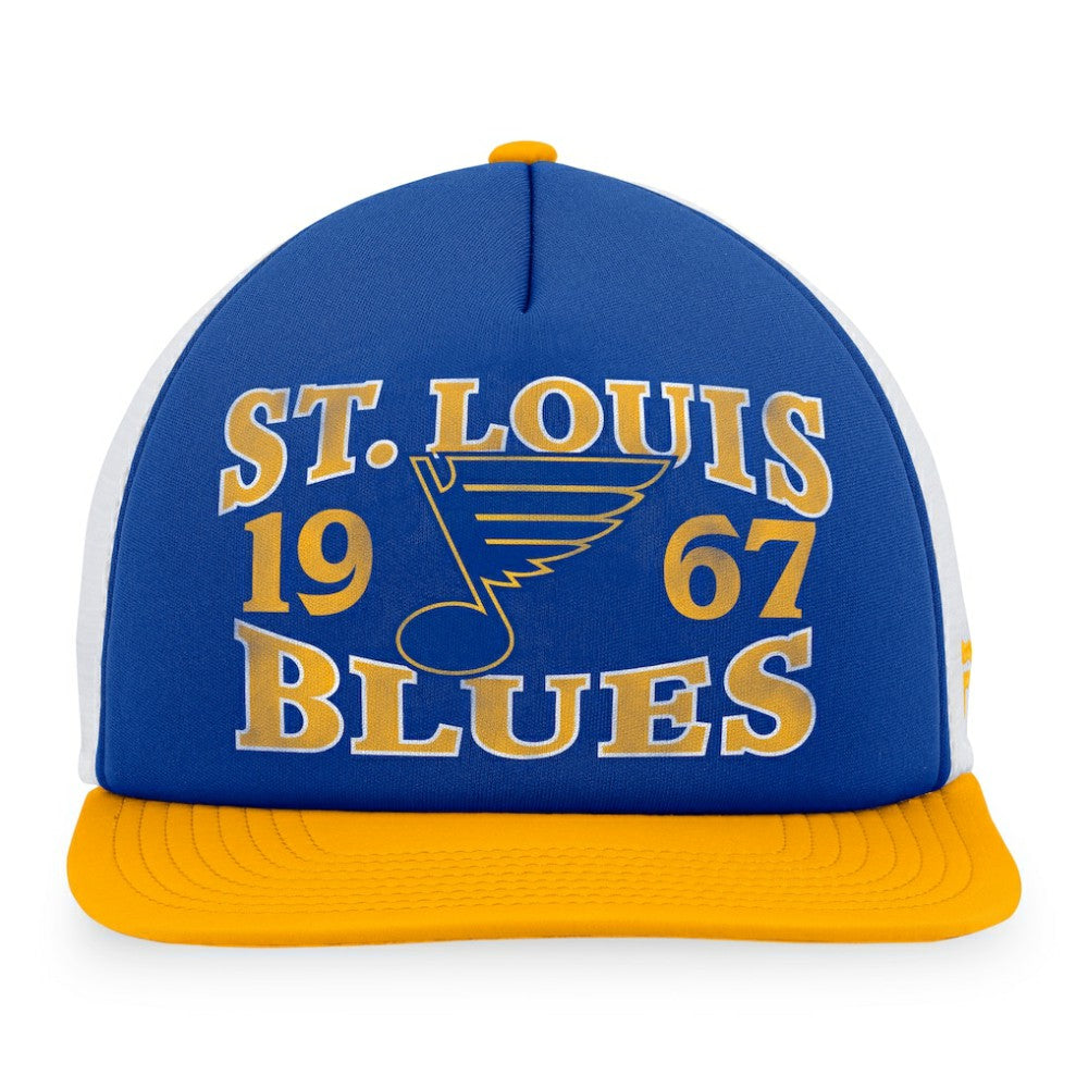 St. Louis Blues Fanatics Heritage Vintage Foam Front Trucker Snapback Hat - Blue/Gold - NHL
