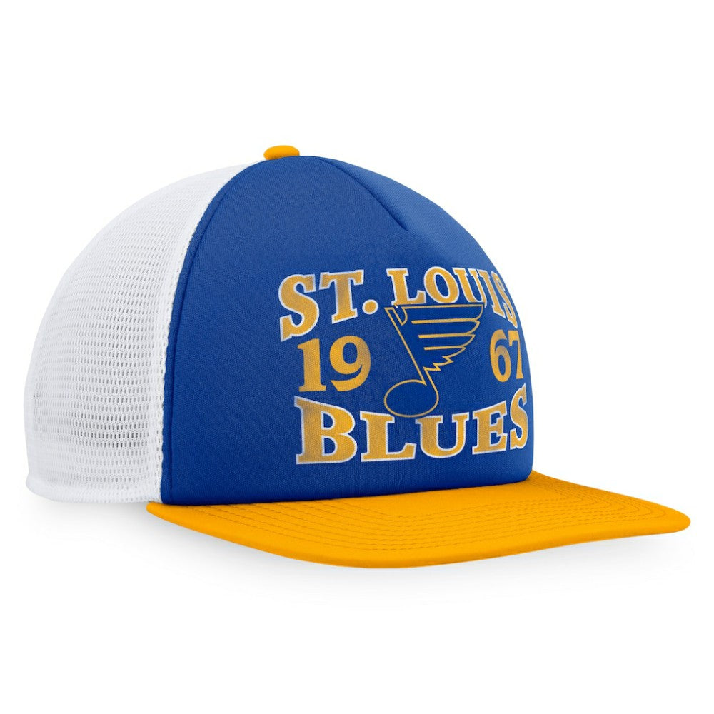 St. Louis Blues Fanatics Heritage Vintage Foam Front Trucker Snapback Hat - Blue/Gold - NHL