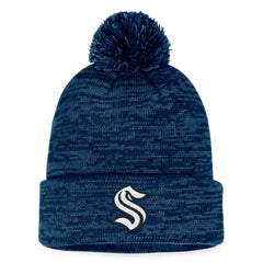 Seattle Kraken Fanatics Fundamental Cuffed Knit Hat with Pom - Deep Sea Blue - NHL