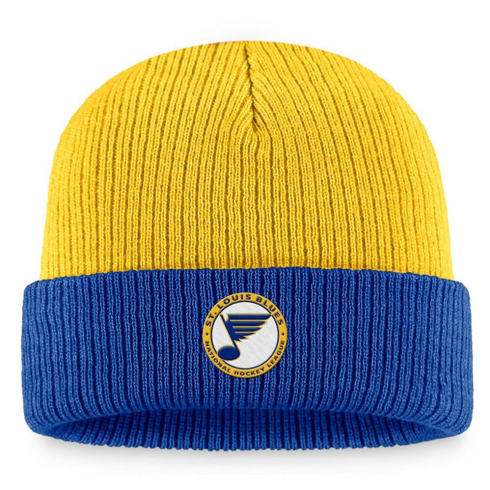 St. Louis Blues Fanatics Heritage Vintage Cuffed Knit Hat - Gold/Blue - NHL
