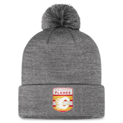Calgary Flames Fanatics Authentic Pro Home Ice Cuffed Knit Hat with Pom - Gray - NHL