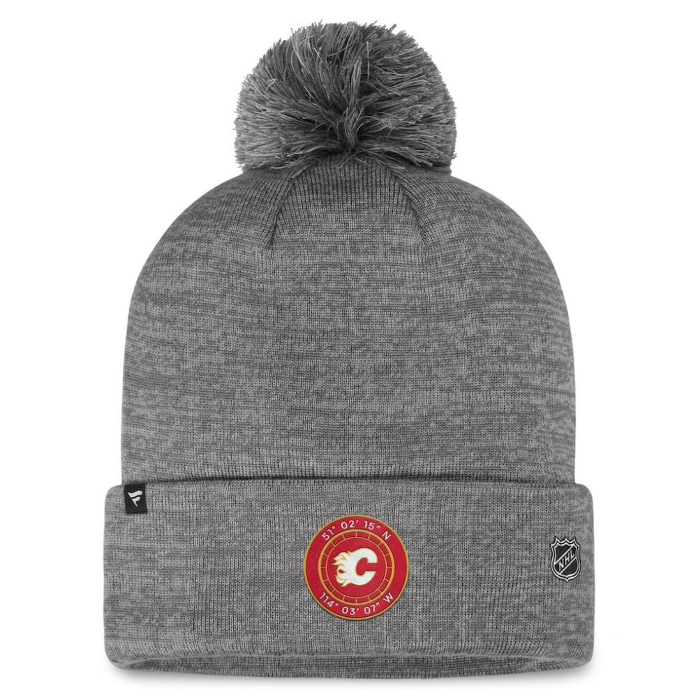 Calgary Flames Fanatics Authentic Pro Home Ice Cuffed Knit Hat with Pom - Gray - NHL