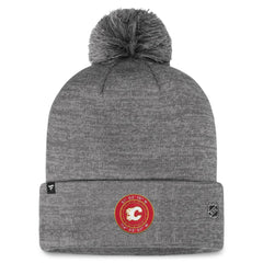 Calgary Flames Fanatics Authentic Pro Home Ice Cuffed Knit Hat with Pom - Gray - NHL