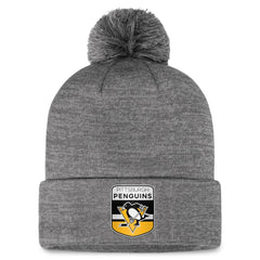 Pittsburgh Penguins Fanatics Authentic Pro Home Ice Cuffed Knit Hat with Pom - Gray - NHL