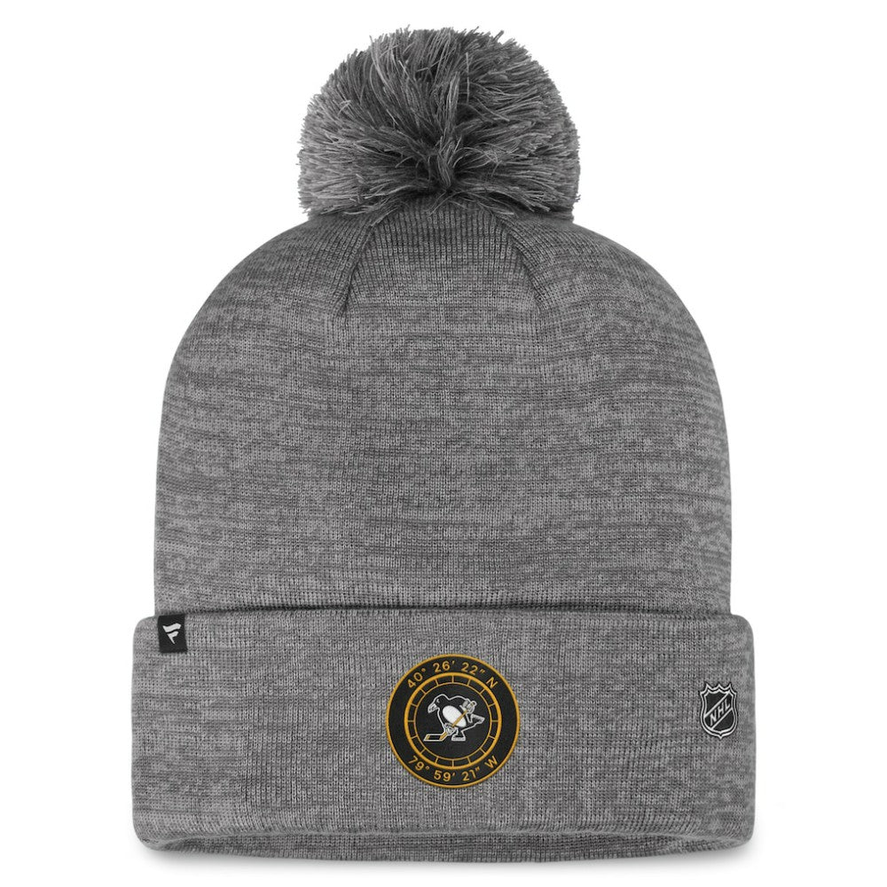 Pittsburgh Penguins Fanatics Authentic Pro Home Ice Cuffed Knit Hat with Pom - Gray - NHL