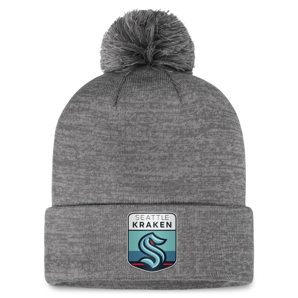Seattle Kraken Fanatics Authentic Pro Home Ice Cuffed Knit Hat with Pom - Gray - NHL