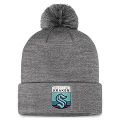 Seattle Kraken Fanatics Authentic Pro Home Ice Cuffed Knit Hat with Pom - Gray - NHL