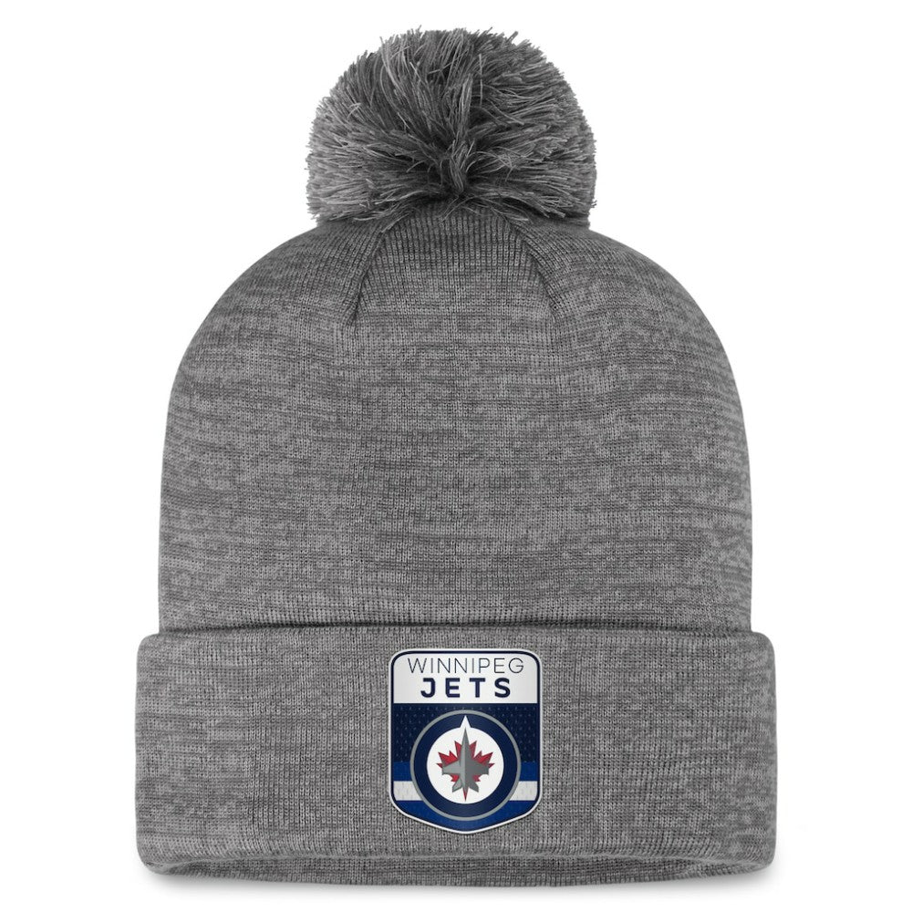 Winnipeg Jets Fanatics Authentic Pro Home Ice Cuffed Knit Hat with Pom - Gray - NHL