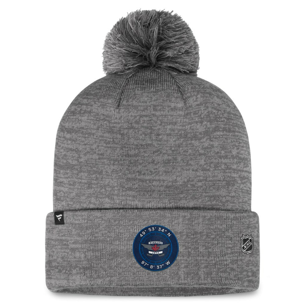 Winnipeg Jets Fanatics Authentic Pro Home Ice Cuffed Knit Hat with Pom - Gray - NHL