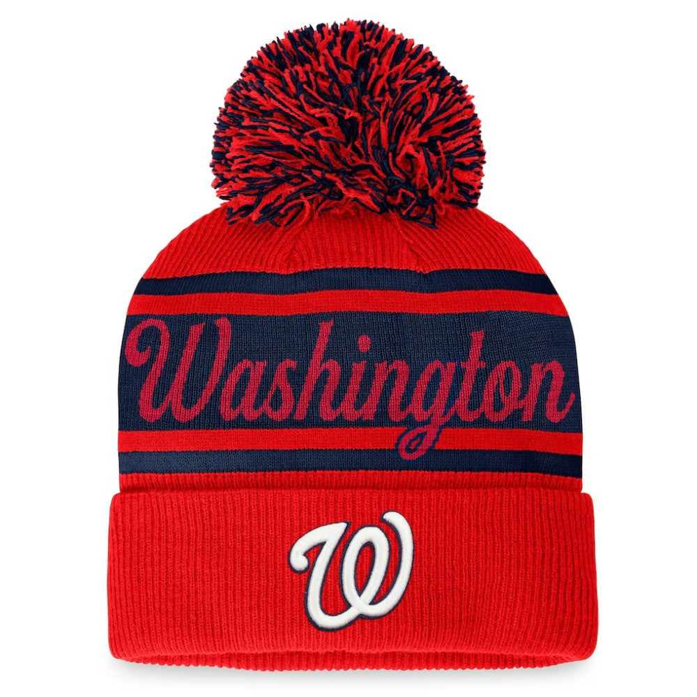 Washington Nationals Fanatics Women's Script Cuffed Knit Hat with Pom - MLB