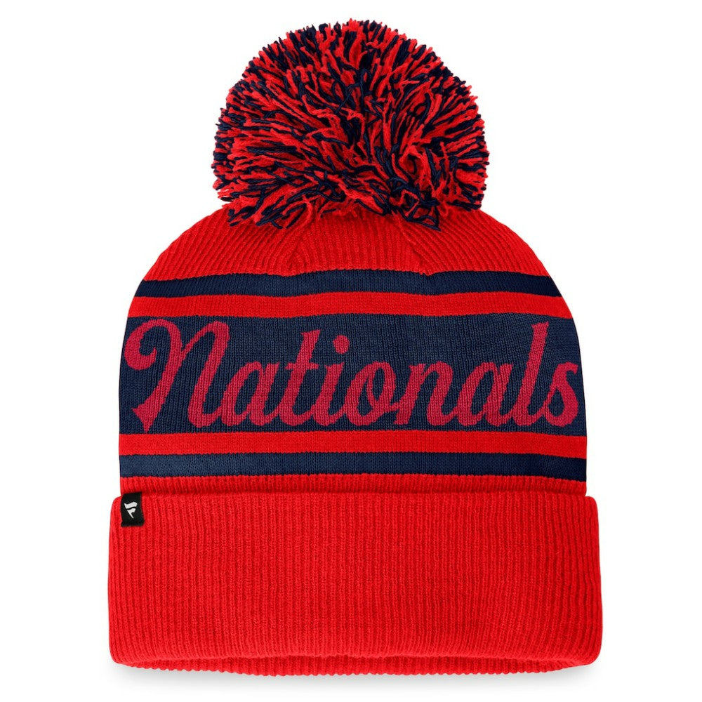 Washington Nationals Fanatics Women's Script Cuffed Knit Hat with Pom - MLB