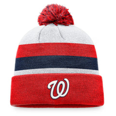 Washington Nationals Fanatics Stripe Cuffed Knit Hat with Pom - MLB