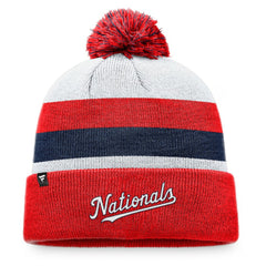 Washington Nationals Fanatics Stripe Cuffed Knit Hat with Pom - MLB